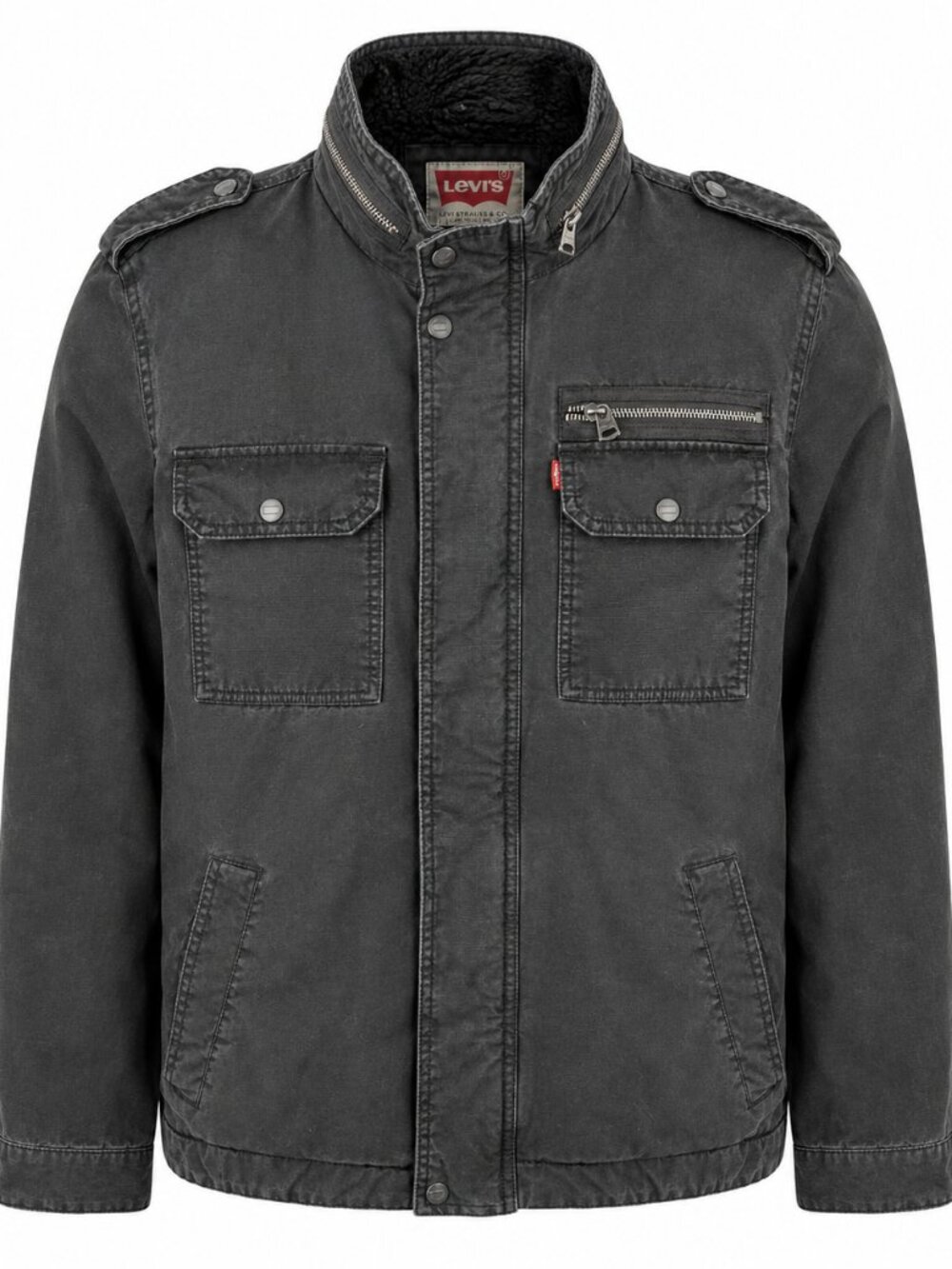 Women's Levi Strauss Black Denim Winter Trucker Coat Size 6 Sherpa Lined Warm